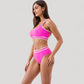 Sporty High Waist Bikini Set with Contrast Trim and Scoop Neck Crop Top