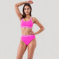 Sporty High Waist Bikini Set with Contrast Trim and Scoop Neck Crop Top