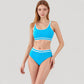 Sporty High Waist Bikini Set with Contrast Trim and Scoop Neck Crop Top