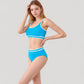 Sporty High Waist Bikini Set with Contrast Trim and Scoop Neck Crop Top