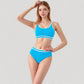 Sporty High Waist Bikini Set with Contrast Trim and Scoop Neck Crop Top