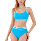 Sporty High Waist Bikini Set with Contrast Trim and Scoop Neck Crop Top