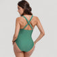 Ruched Front One Piece Swimsuit with Plunge Neckline and Figure-Enhancing Silhouette
