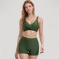Twist Front Bikini Top and High Waist Swim Shorts Set with Supportive Wide Straps and Soft Stretch Fit