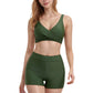 Twist Front Bikini Top and High Waist Swim Shorts Set with Supportive Wide Straps and Soft Stretch Fit