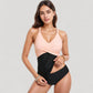 Twist Front One Piece Swimsuit with Ruched Waist Panel and Adjustable Straps for Flattering Shaping and Support