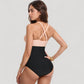 Twist Front One Piece Swimsuit with Ruched Waist Panel and Adjustable Straps for Flattering Shaping and Support