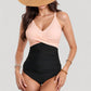 Twist Front One Piece Swimsuit with Ruched Waist Panel and Adjustable Straps for Flattering Shaping and Support
