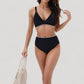 High Waist Bikini Set with Triangle Trim Details and Adjustable Straps for a Supportive and Flattering Beachwear Look