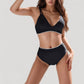 High Waist Bikini Set with Triangle Trim Details and Adjustable Straps for a Supportive and Flattering Beachwear Look
