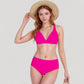 High Waist Bikini Set with Triangle Trim Details and Adjustable Straps for a Supportive and Flattering Beachwear Look