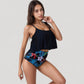 Tankini Swimsuit with Loose Flowy Top and Tropical High Waist Bottom for Comfortable and Stylish Beachwear