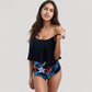 Tankini Swimsuit with Loose Flowy Top and Tropical High Waist Bottom for Comfortable and Stylish Beachwear