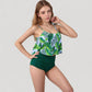 Tankini Swimsuit with Loose Flowy Top and Tropical High Waist Bottom for Comfortable and Stylish Beachwear