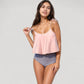 Tankini Swimsuit with Loose Flowy Top and Tropical High Waist Bottom for Comfortable and Stylish Beachwear