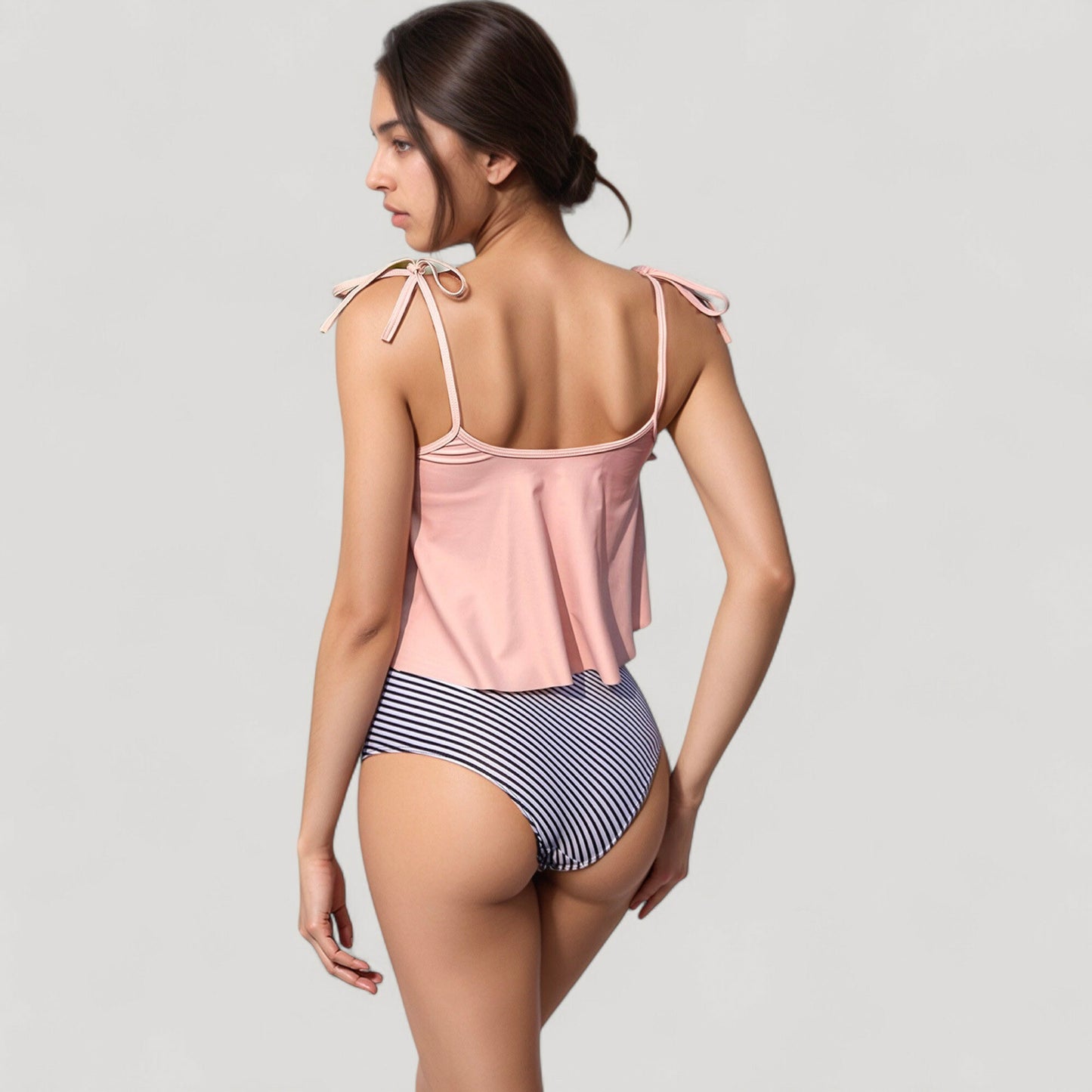 Tankini Swimsuit with Loose Flowy Top and Tropical High Waist Bottom for Comfortable and Stylish Beachwear