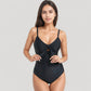 V-Neck One Piece Swimsuit with Front Tie Detail and Subtle Ruching