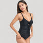 V-Neck One Piece Swimsuit with Front Tie Detail and Subtle Ruching