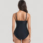 V-Neck One Piece Swimsuit with Front Tie Detail and Subtle Ruching