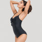 V-Neck One Piece Swimsuit with Front Tie Detail and Subtle Ruching