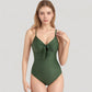 V-Neck One Piece Swimsuit with Front Tie Detail and Subtle Ruching