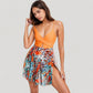 One Piece Swim Dress with Twist Front Bodice and Sheer Mesh Skirt Overlay