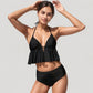 Halter Bikini Set with Ruffle Tank Style Top and High Waist Bottoms