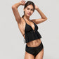 Halter Bikini Set with Ruffle Tank Style Top and High Waist Bottoms