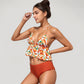 Halter Bikini Set with Ruffle Tank Style Top and High Waist Bottoms