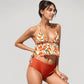 Halter Bikini Set with Ruffle Tank Style Top and High Waist Bottoms