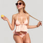 Halter Bikini Set with Ruffle Tank Style Top and High Waist Bottoms