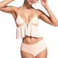 Halter Bikini Set with Ruffle Tank Style Top and High Waist Bottoms