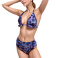Ruffle Trim Swirl Print Halter Bikini Set with High Waist Bottoms