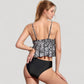 Ruffle Tankini Bikini Set with Tropical Leaf Print Bow Front Detail and Adjustable Straps for a Comfortable Fit