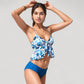 Ruffle Tankini Bikini Set with Tropical Leaf Print Bow Front Detail and Adjustable Straps for a Comfortable Fit