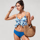 Ruffle Tankini Bikini Set with Tropical Leaf Print Bow Front Detail and Adjustable Straps for a Comfortable Fit