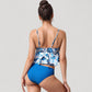 Ruffle Tankini Bikini Set with Tropical Leaf Print Bow Front Detail and Adjustable Straps for a Comfortable Fit