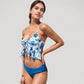 Ruffle Tankini Bikini Set with Tropical Leaf Print Bow Front Detail and Adjustable Straps for a Comfortable Fit
