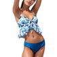 Ruffle Tankini Bikini Set with Tropical Leaf Print Bow Front Detail and Adjustable Straps for a Comfortable Fit