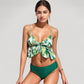 Ruffle Tankini Bikini Set with Tropical Leaf Print Bow Front Detail and Adjustable Straps for a Comfortable Fit