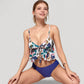 Ruffle Tankini Bikini Set with Tropical Leaf Print Bow Front Detail and Adjustable Straps for a Comfortable Fit
