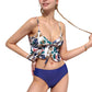 Ruffle Tankini Bikini Set with Tropical Leaf Print Bow Front Detail and Adjustable Straps for a Comfortable Fit