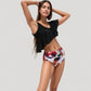 One Shoulder Ruffle Bikini Top with High Waist Abstract Print Bottom for a Bold and Flattering Swim Look