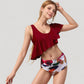 One Shoulder Ruffle Bikini Top with High Waist Abstract Print Bottom for a Bold and Flattering Swim Look