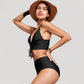 Adjustable Drawstring Bikini Top with High Waist Bottoms for a Sleek and Flattering Two-Piece Swim Set
