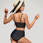 Adjustable Drawstring Bikini Top with High Waist Bottoms for a Sleek and Flattering Two-Piece Swim Set