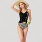Ruched Tankini Top with Adjustable Drawstring and Leopard High Waist Bottoms for a Chic and Confident Swim Look