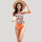 Ruched Tankini Top with Adjustable Drawstring and Leopard High Waist Bottoms for a Chic and Confident Swim Look