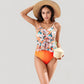 Ruched Tankini Top with Adjustable Drawstring and Leopard High Waist Bottoms for a Chic and Confident Swim Look