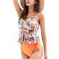 Ruched Tankini Top with Adjustable Drawstring and Leopard High Waist Bottoms for a Chic and Confident Swim Look